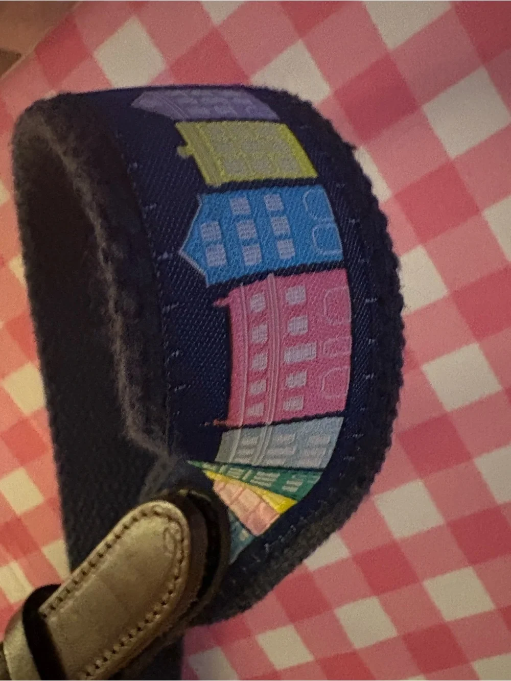 Kids Navy Belt with Colorful House Embroidery
